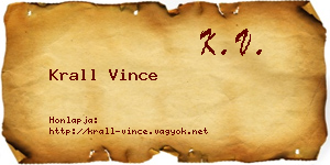 Krall Vince névjegykártya